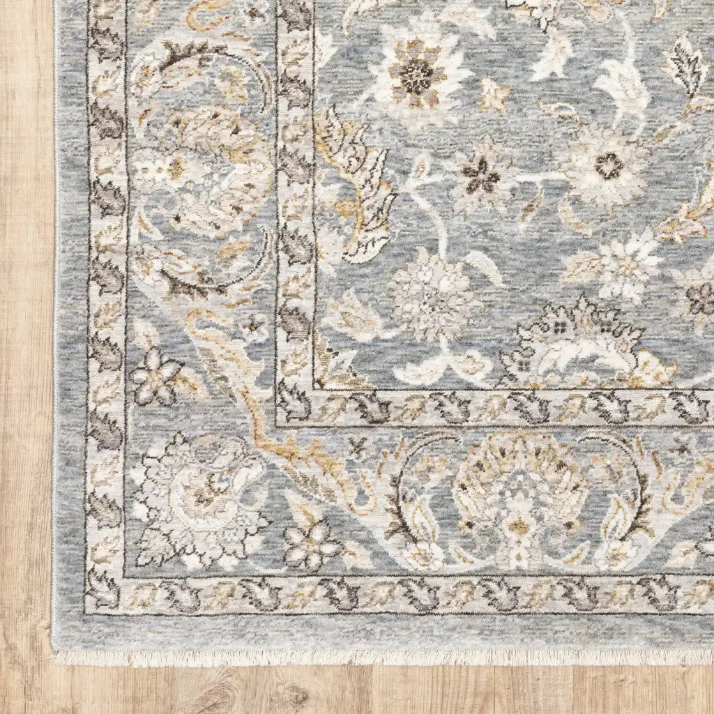 9' X 12' Blue Ivory Machine Woven Floral Oriental Indoor Area Rug - Homeroots - Flyclothing LLC