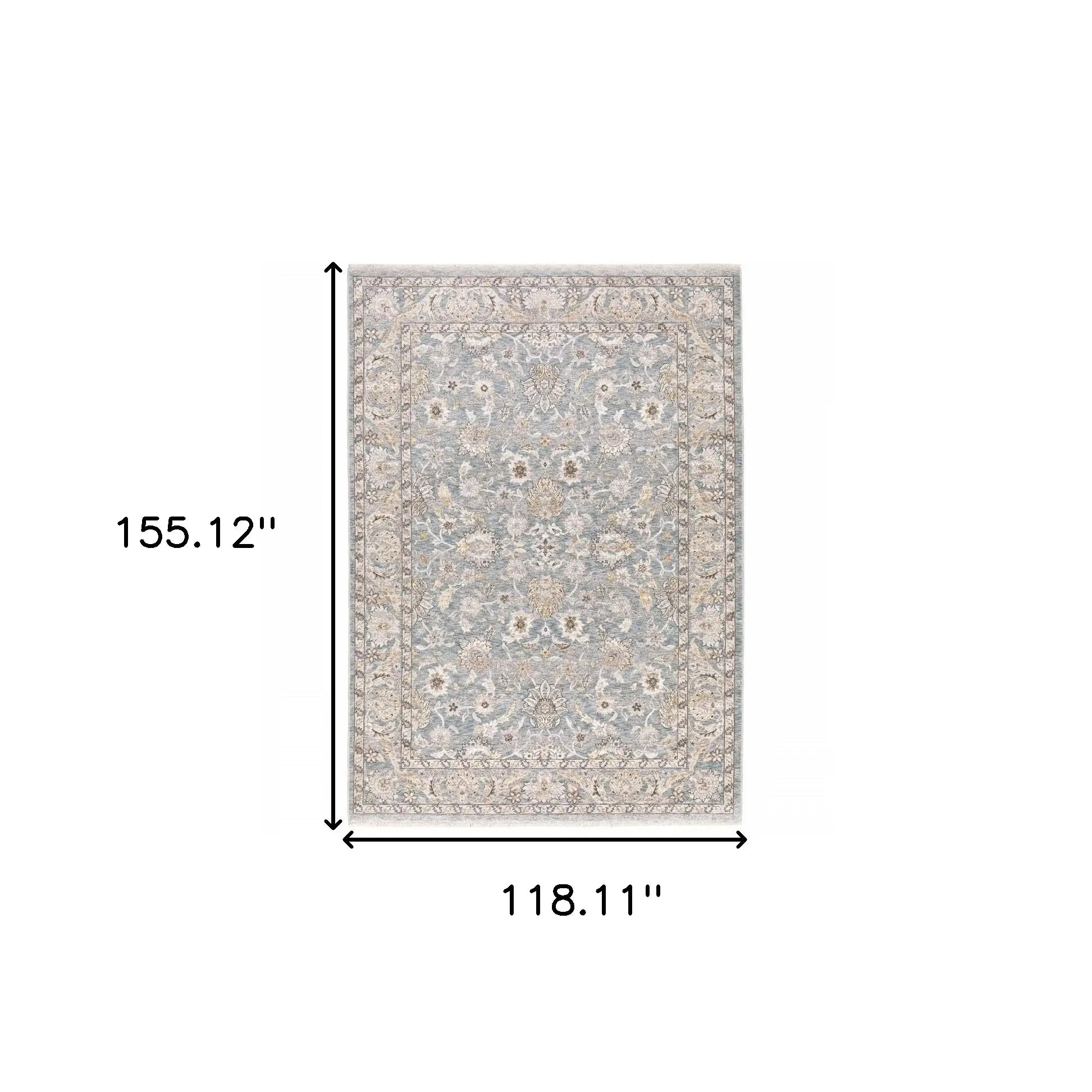 9' X 12' Blue Ivory Machine Woven Floral Oriental Indoor Area Rug - Homeroots - Flyclothing LLC