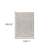 9' X 12' Blue Ivory Machine Woven Floral Oriental Indoor Area Rug - Homeroots