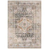 9' X 12' Grey Blue Machine Woven Medallion Indoor Area Rug - Homeroots