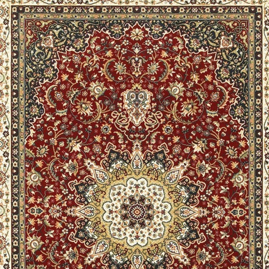9' X 12' Red Ivory Machine Woven Oriental Indoor Area Rug - Homeroots