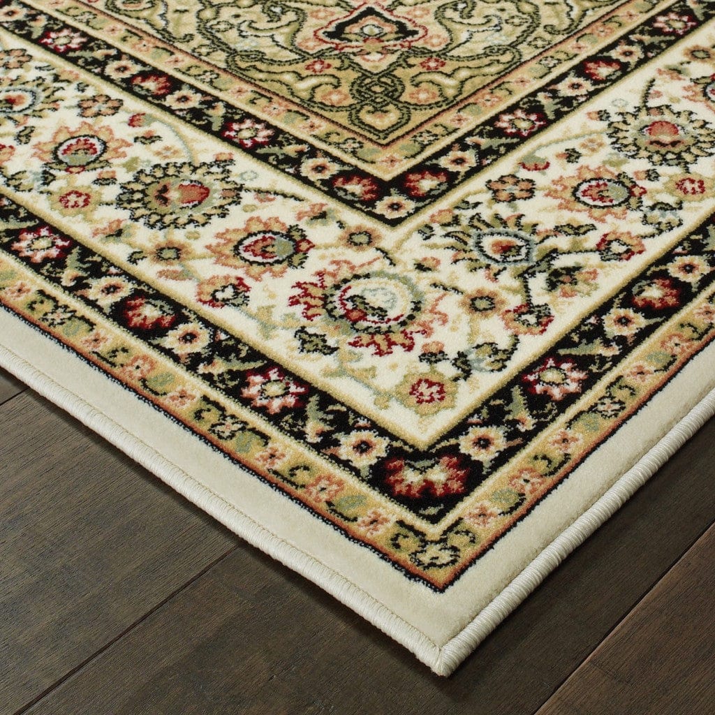 8' Ivory Beige Machine Woven Oriental Indoor Runner Rug - Homeroots