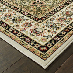 8' Ivory Beige Machine Woven Oriental Indoor Runner Rug - Homeroots
