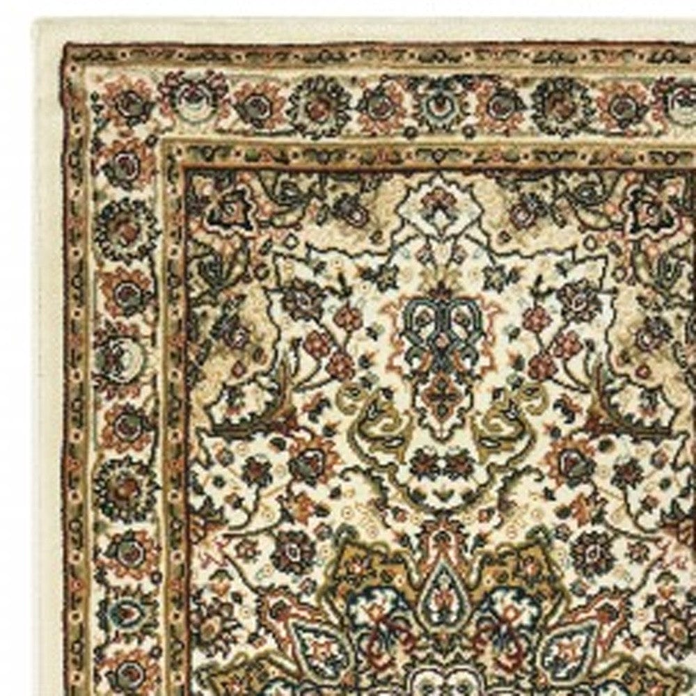 8' Ivory Beige Machine Woven Oriental Indoor Runner Rug - Homeroots