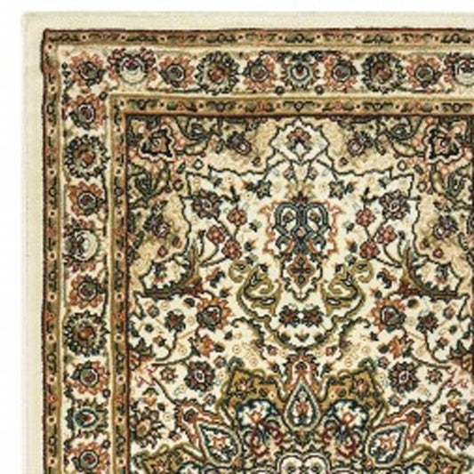 8' Ivory Beige Machine Woven Oriental Indoor Runner Rug - Homeroots