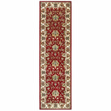 8' Red Ivory Machine Woven Floral Oriental Indoor Runner Rug - Homeroots - Flyclothing LLC