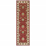 8' Red Ivory Machine Woven Floral Oriental Indoor Runner Rug - Homeroots