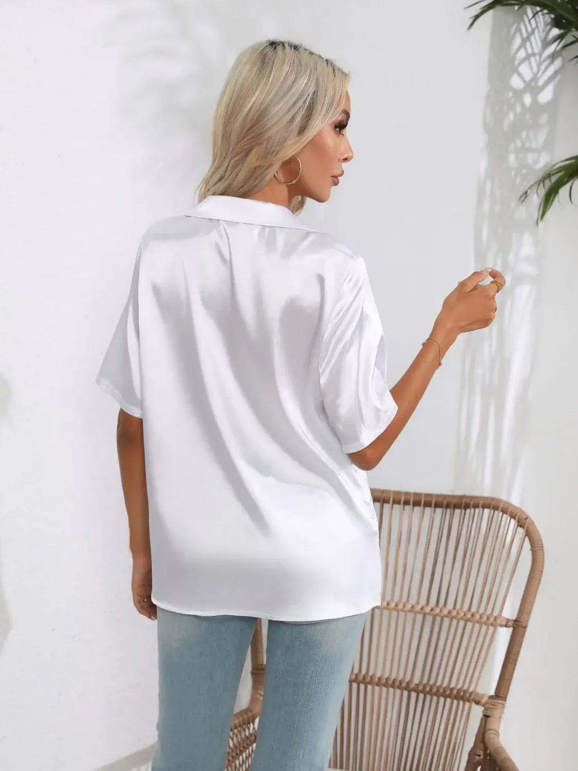 Button Down Short Sleeve Shirt - Trendsi - Flyclothing LLC