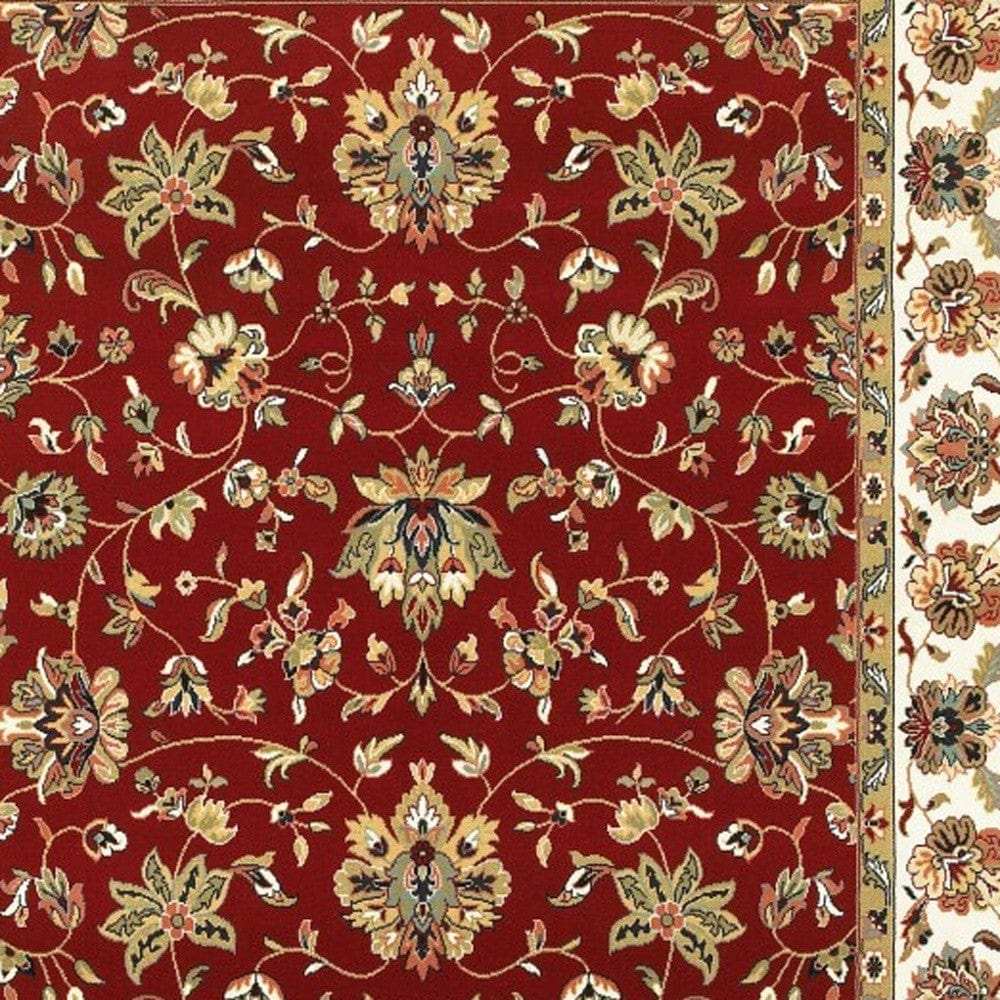 9' X 12' Red Ivory Machine Woven Floral Oriental Indoor Area Rug - Homeroots - Flyclothing LLC