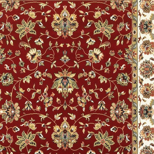 9' X 12' Red Ivory Machine Woven Floral Oriental Indoor Area Rug - Homeroots