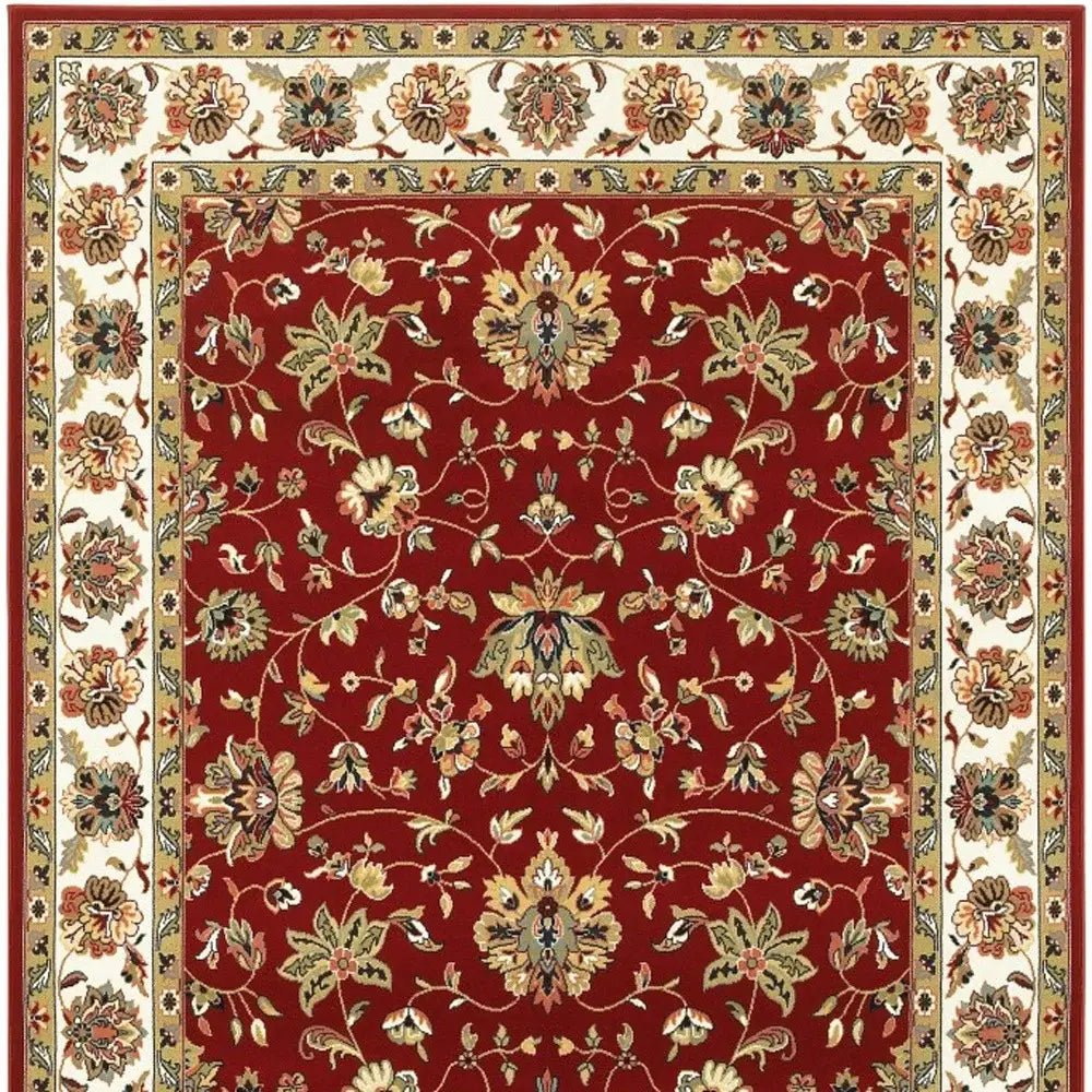 9' X 12' Red Ivory Machine Woven Floral Oriental Indoor Area Rug - Homeroots - Flyclothing LLC