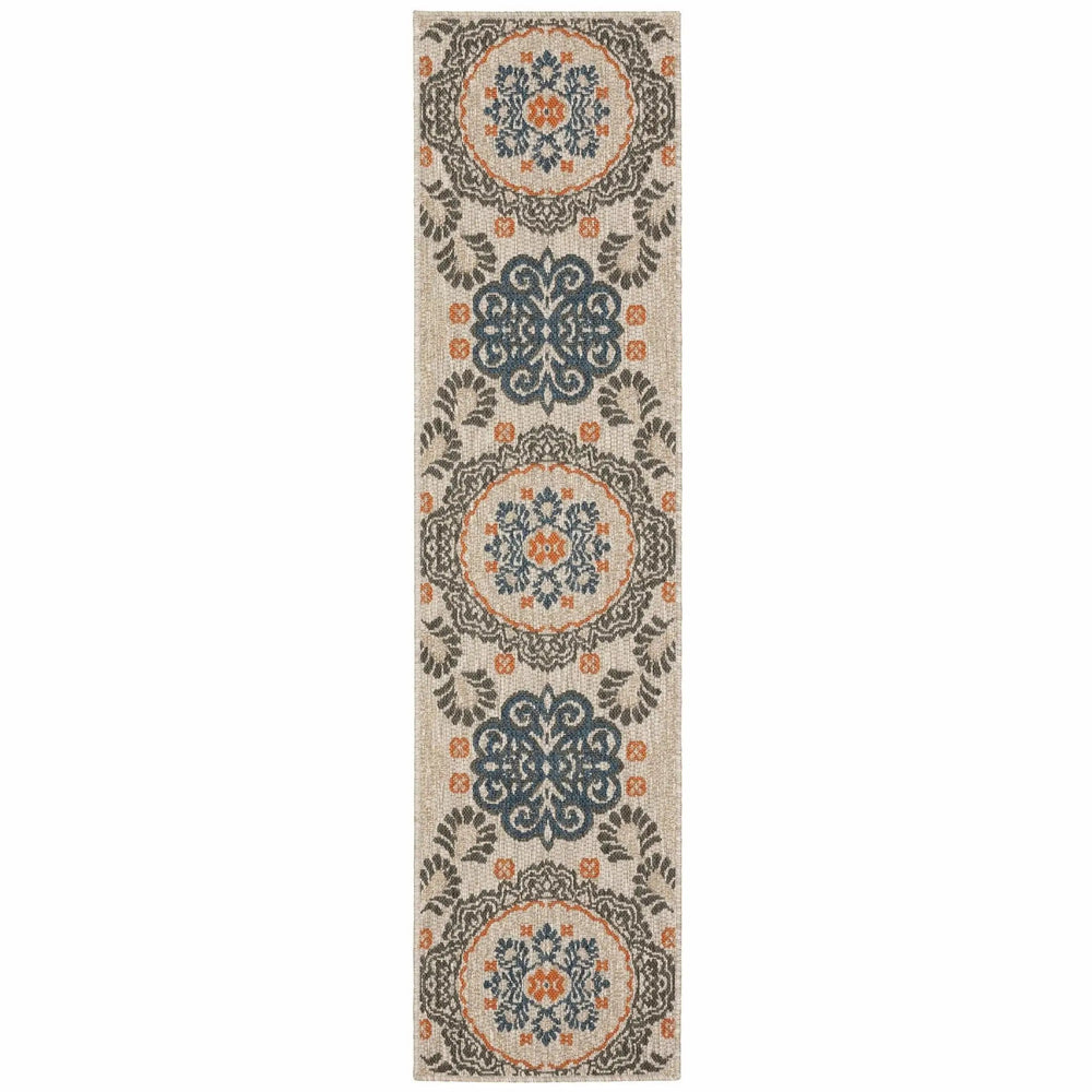 2' X 8' Blue and Gray Moroccan Indoor Outdoor Area Rug - Homeroots