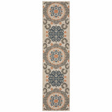2' X 8' Blue and Gray Moroccan Indoor Outdoor Area Rug - Homeroots