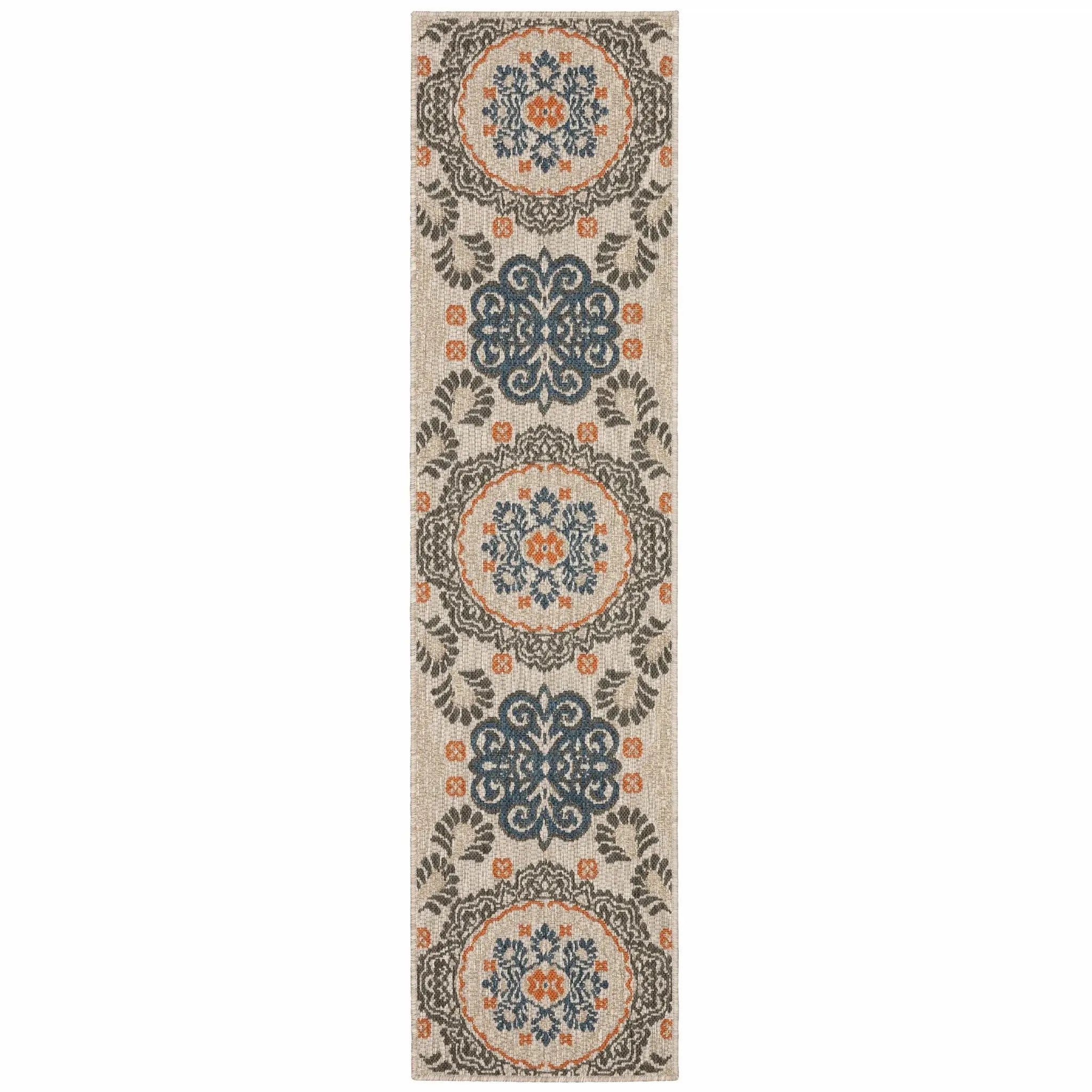 2' X 8' Blue and Gray Moroccan Indoor Outdoor Area Rug - Homeroots - Flyclothing LLC