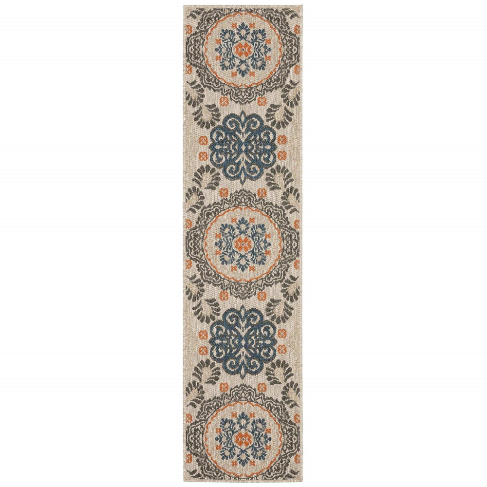 2' X 8' Blue and Gray Moroccan Indoor Outdoor Area Rug - Homeroots - Flyclothing LLC