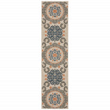 2' X 8' Blue and Gray Moroccan Indoor Outdoor Area Rug - Homeroots