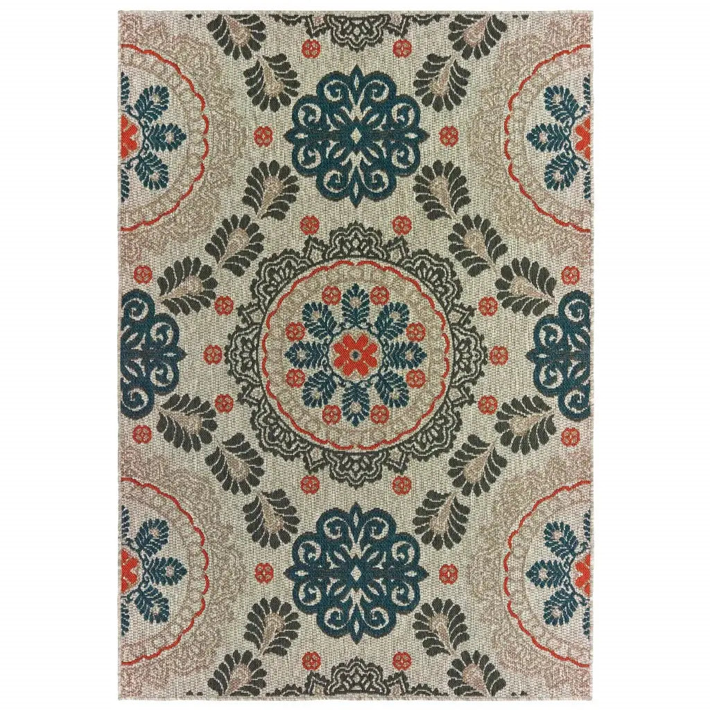 5' X 7' Blue and Gray Moroccan Indoor Outdoor Area Rug - Homeroots - Flyclothing LLC