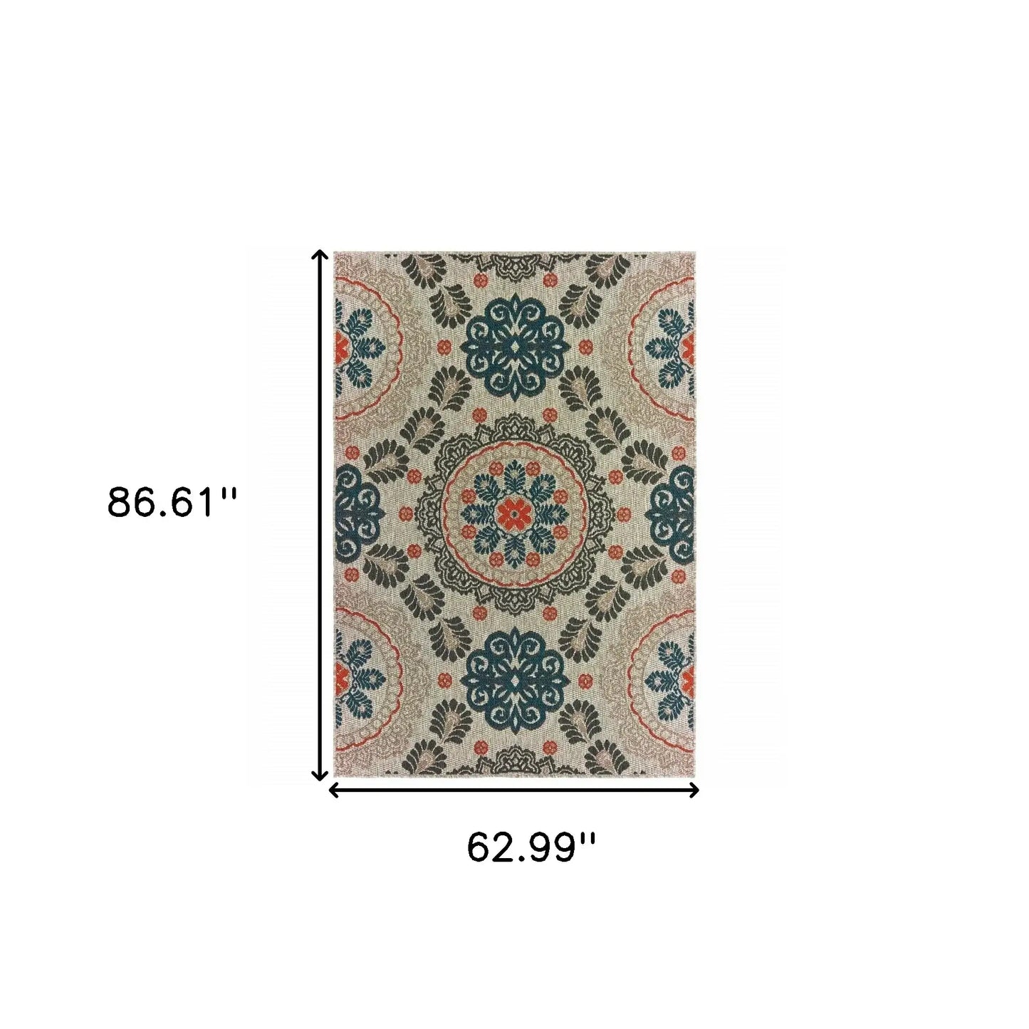 5' X 7' Blue and Gray Moroccan Indoor Outdoor Area Rug - Homeroots - Flyclothing LLC
