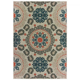 10' X 13' Blue and Gray Damask Indoor Outdoor Area Rug - Homeroots