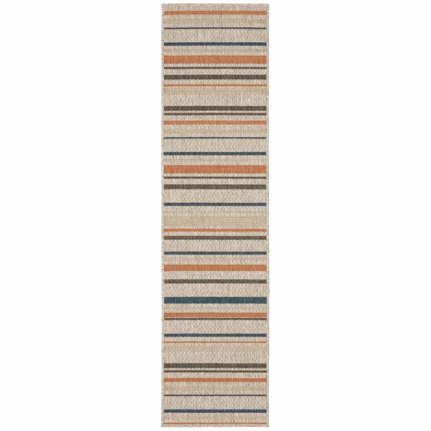 2' X 8' Blue and Gray Striped Indoor Outdoor Area Rug - Homeroots - Flyclothing LLC