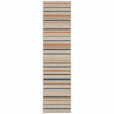 2' X 8' Blue and Gray Striped Indoor Outdoor Area Rug - Homeroots