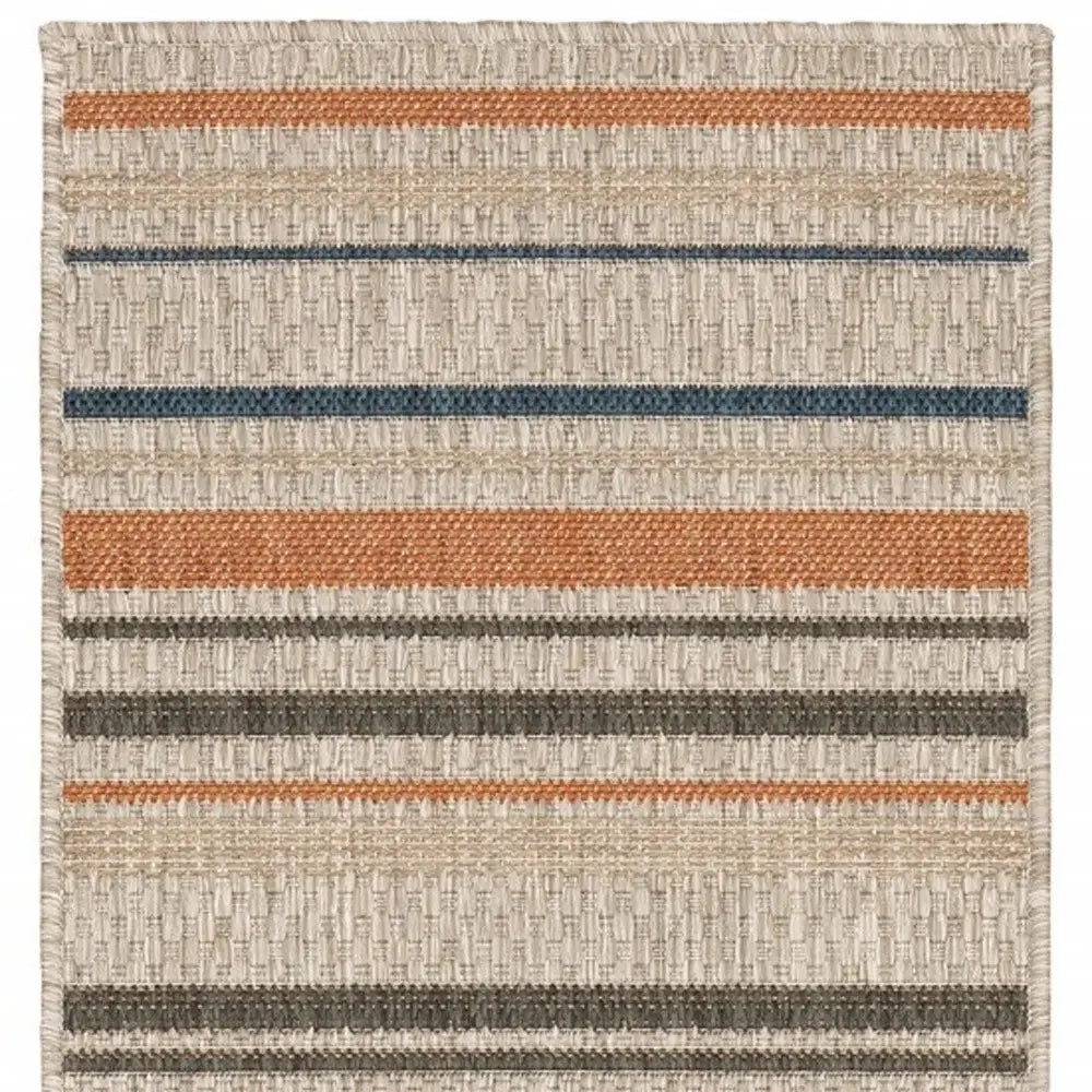 2' X 8' Blue and Gray Striped Indoor Outdoor Area Rug - Homeroots - Flyclothing LLC