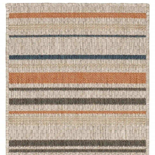 2' X 8' Blue and Gray Striped Indoor Outdoor Area Rug - Homeroots - Flyclothing LLC