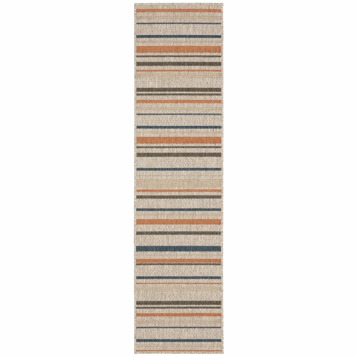 2' X 8' Blue and Gray Striped Indoor Outdoor Area Rug - Homeroots - Flyclothing LLC