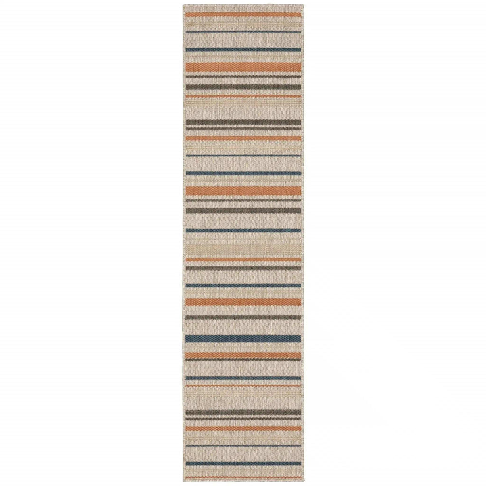 2' X 8' Blue and Gray Striped Indoor Outdoor Area Rug - Homeroots - Flyclothing LLC