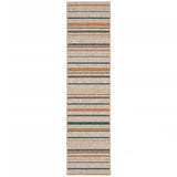 2' X 8' Blue and Gray Striped Indoor Outdoor Area Rug - Homeroots