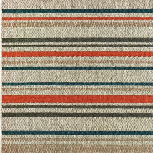 3' X 5' Blue and Gray Striped Indoor Outdoor Area Rug