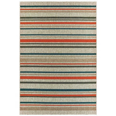 5' X 7' Blue and Gray Striped Indoor Outdoor Area Rug - Homeroots