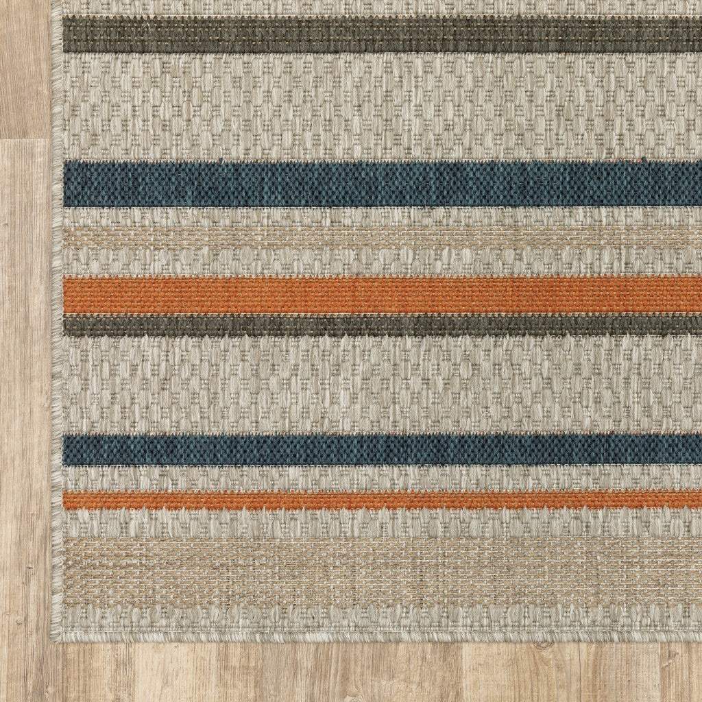 5' X 7' Blue and Gray Striped Indoor Outdoor Area Rug - Homeroots - Flyclothing LLC