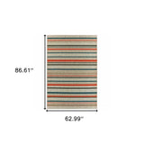 5' X 7' Blue and Gray Striped Indoor Outdoor Area Rug - Homeroots - Flyclothing LLC