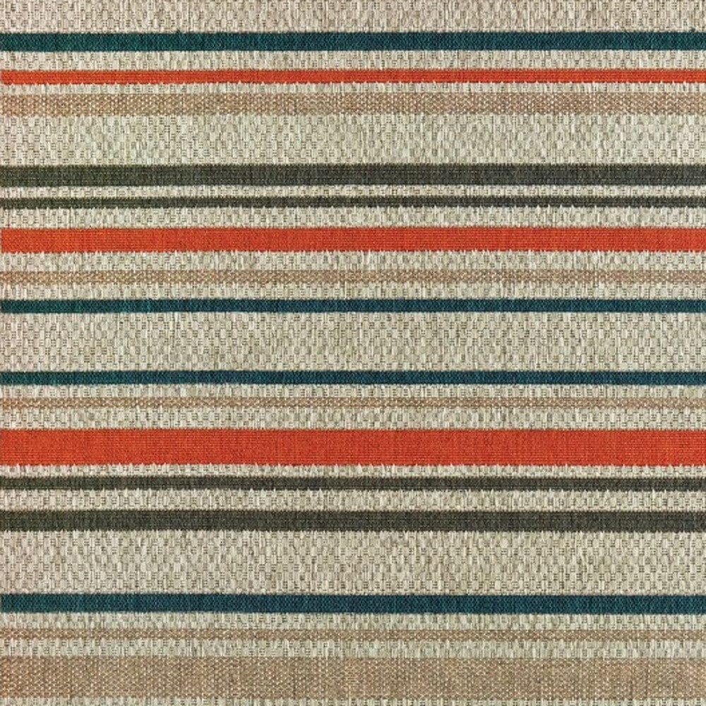 5' X 7' Blue and Gray Striped Indoor Outdoor Area Rug - Homeroots