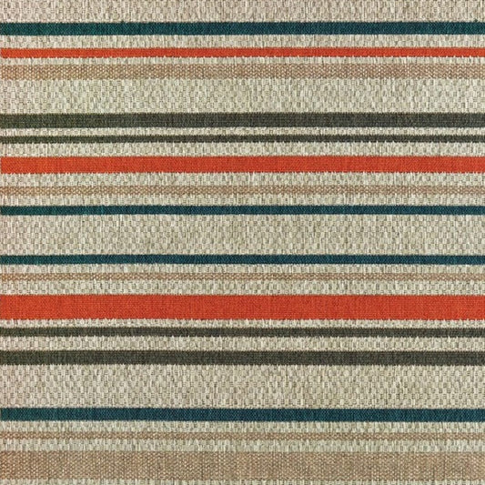 5' X 7' Blue and Gray Striped Indoor Outdoor Area Rug - Homeroots