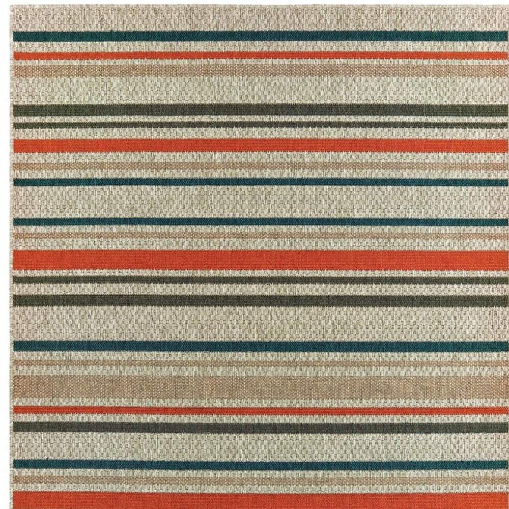 5' X 7' Blue and Gray Striped Indoor Outdoor Area Rug - Homeroots - Flyclothing LLC