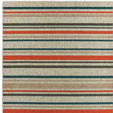 5' X 7' Blue and Gray Striped Indoor Outdoor Area Rug - Homeroots