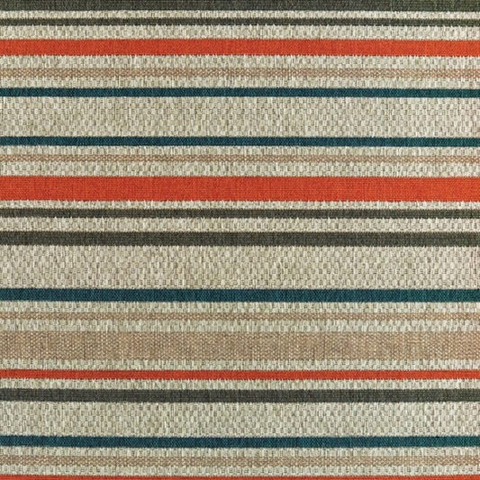 7' X 9' Blue and Gray Striped Indoor Outdoor Area Rug - Homeroots