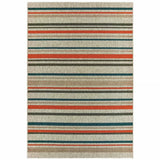 8' X 10' Blue and Gray Striped Indoor Outdoor Area Rug - Homeroots - Flyclothing LLC
