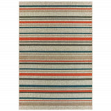 8' X 10' Blue and Gray Striped Indoor Outdoor Area Rug - Homeroots