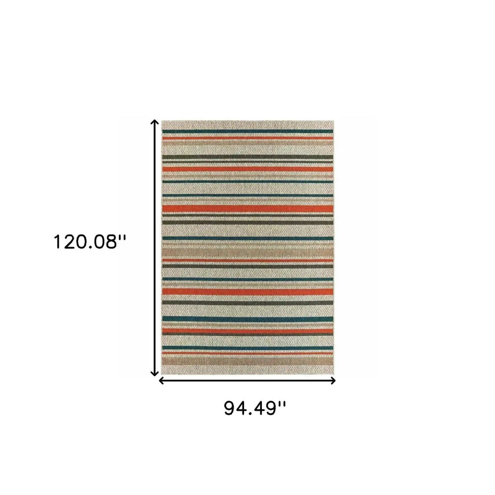 8' X 10' Blue and Gray Striped Indoor Outdoor Area Rug - Homeroots - Flyclothing LLC