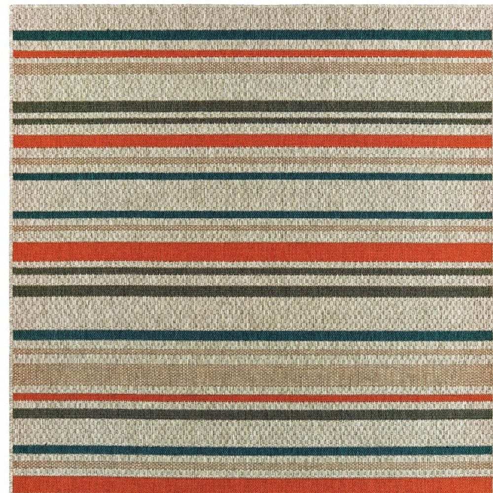 8' X 10' Blue and Gray Striped Indoor Outdoor Area Rug - Homeroots - Flyclothing LLC