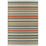 8' X 10' Blue and Gray Striped Indoor Outdoor Area Rug - Homeroots - Flyclothing LLC