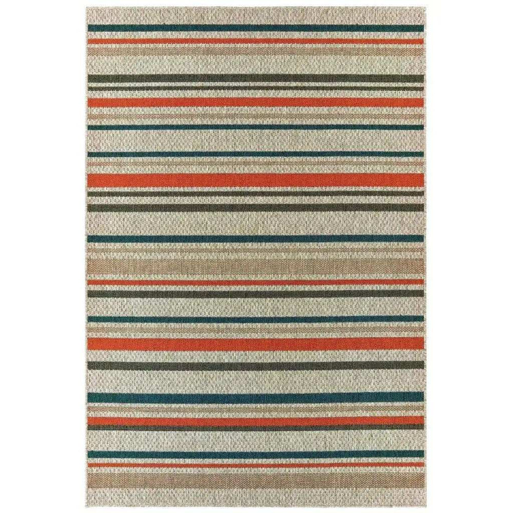 8' X 10' Blue and Gray Striped Indoor Outdoor Area Rug - Homeroots - Flyclothing LLC