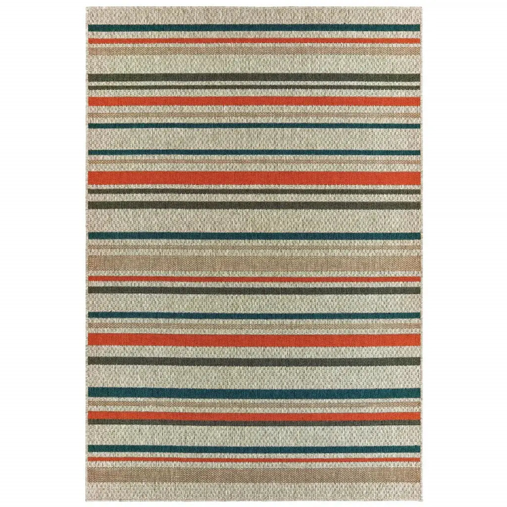 10' X 13' Blue and Gray Striped Indoor Outdoor Area Rug - Homeroots - Flyclothing LLC