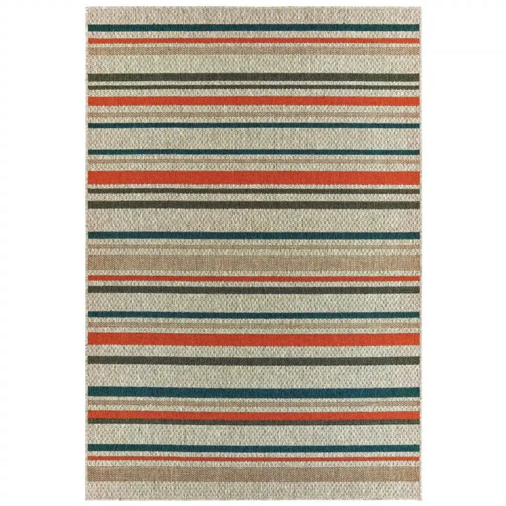 10' X 13' Blue and Gray Striped Indoor Outdoor Area Rug - Homeroots