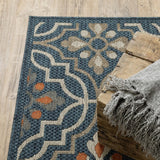 10' X 13' Blue and Orange Moroccan Indoor Outdoor Area Rug - Homeroots