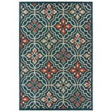 10' X 13' Blue and Orange Moroccan Indoor Outdoor Area Rug - Homeroots