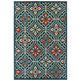 10' X 13' Blue and Orange Moroccan Indoor Outdoor Area Rug - Homeroots